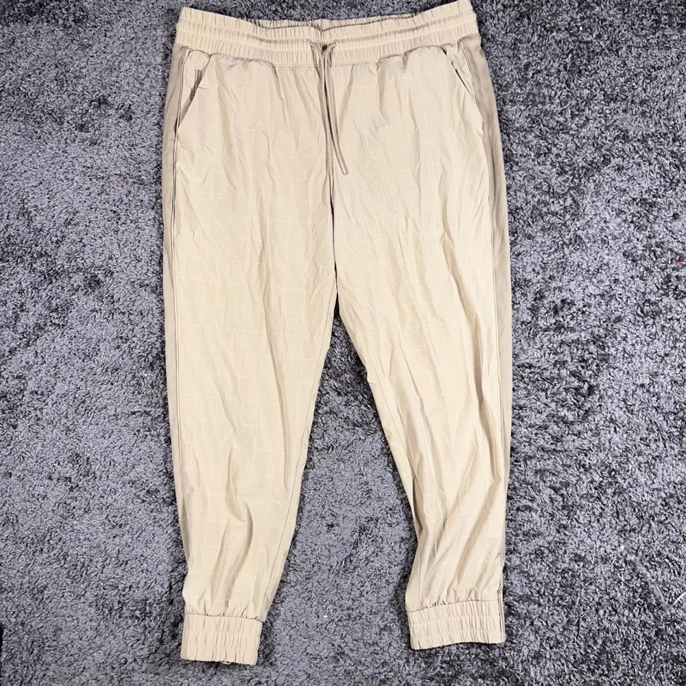 Athleta Brooklyn Textured Jogger‎ Pants Drawstring Pockets Beige Size 16